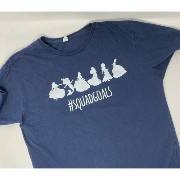 Unbranded Basic Navy Blue T-Shirt #Squadgoals Princesses Size Large Preowned B9 - Picture 5 of 6